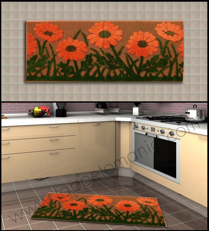 tappeti da cucina arancioni con girasole