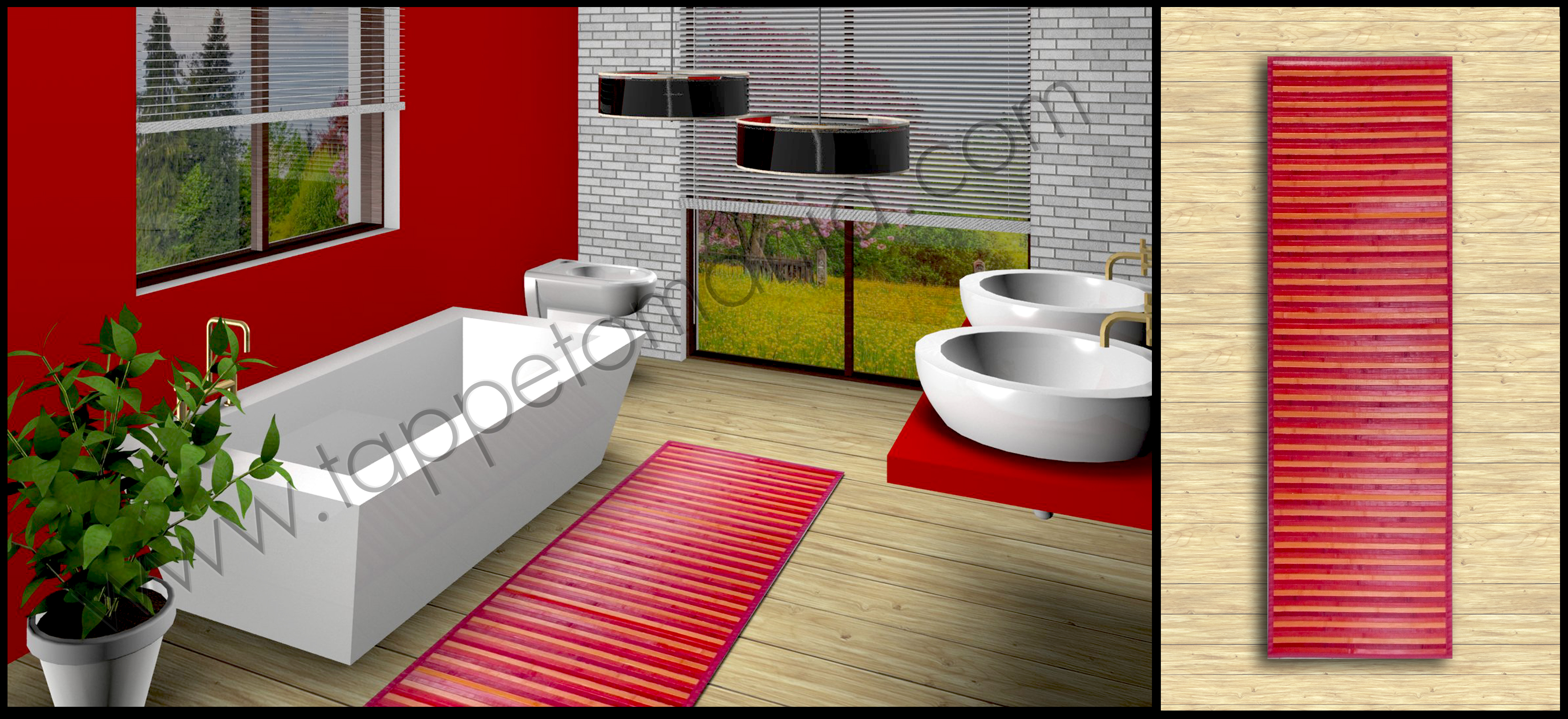 bagno bamboo rosso