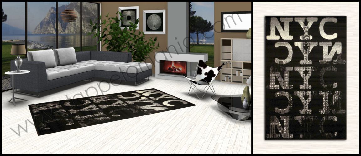 tappeto modernio nyc nero per il soggiorno il salotto mutiuso