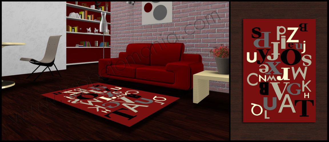 tappeto moderno rosso per il soggiorno per il salotto cm 120 x 179
